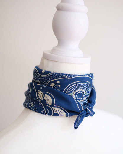 Whale, and the Ocean Bandana Scarf (Navy)