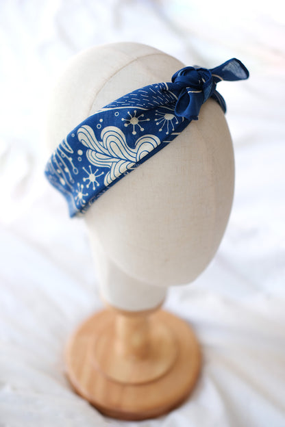 Whale, and the Ocean Bandana Scarf (Navy)