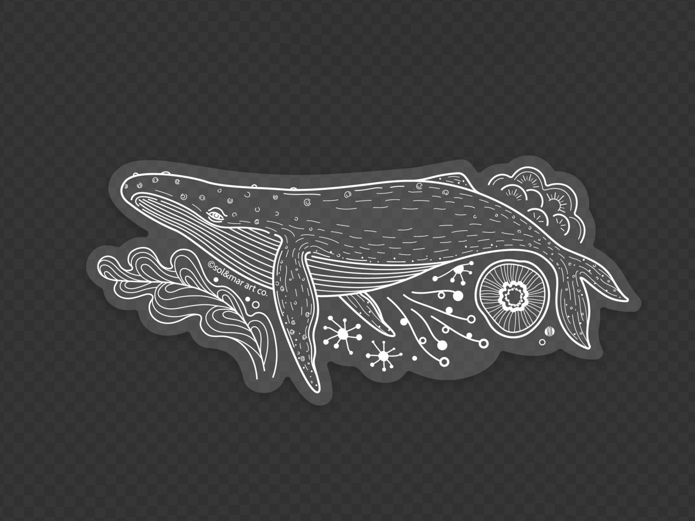 Humpback Whale Line Art Sticker 02