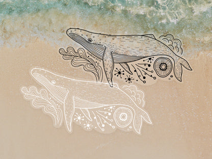 Humpback Whale Line Art Sticker 02