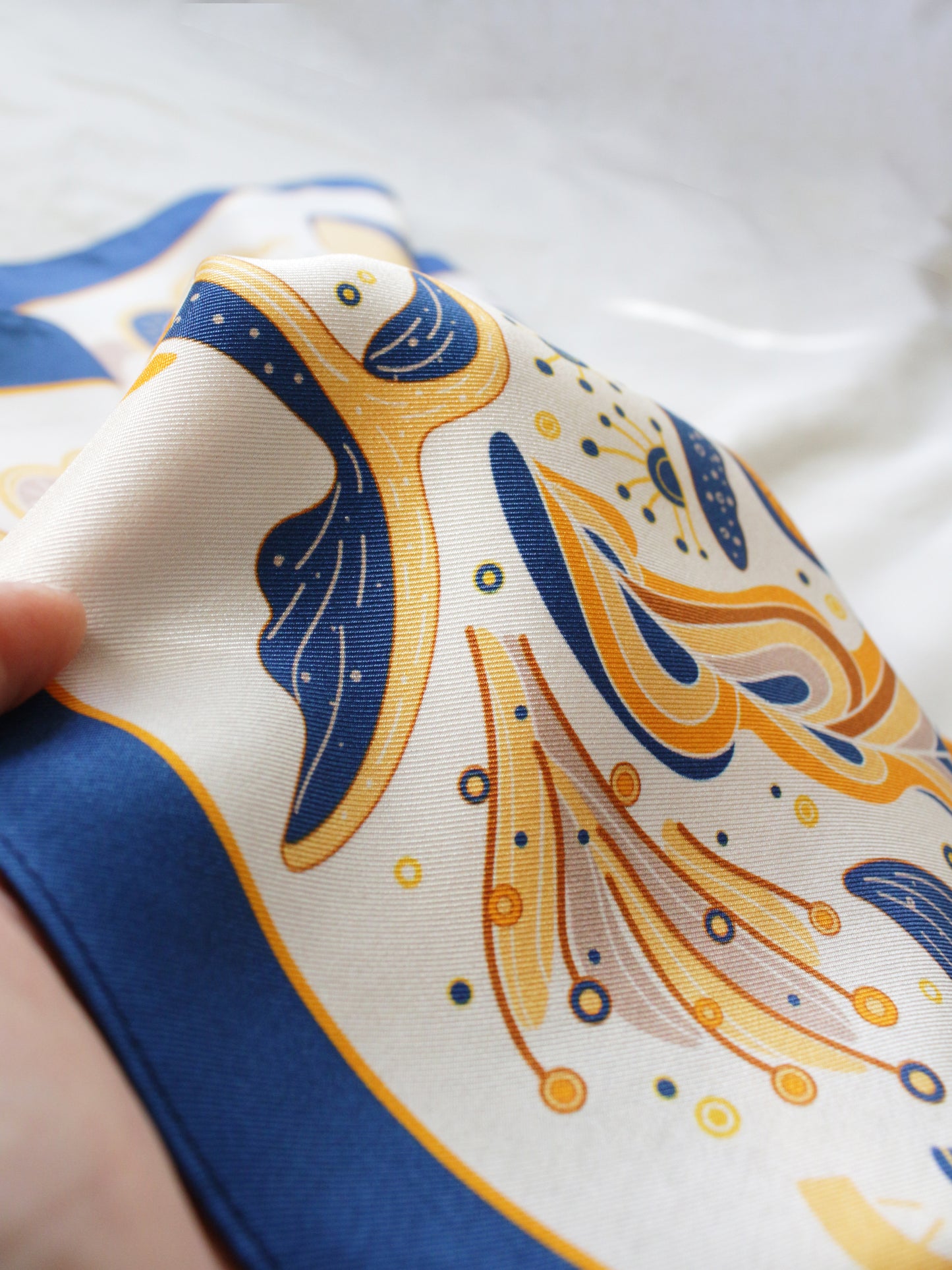 Whale, and the Ocean Silk Twill Scarf