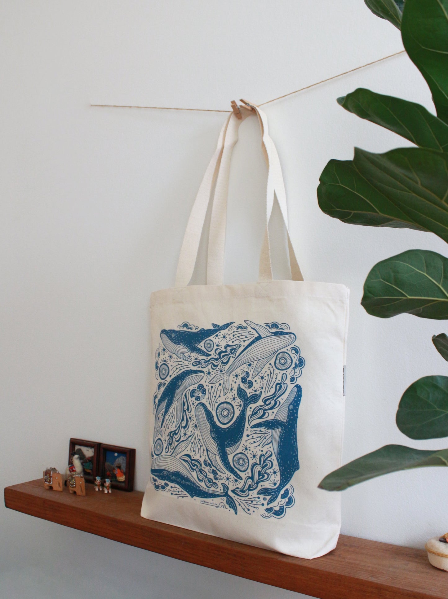 Whale, and the Ocean Canvas Tote bag