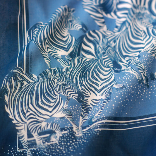 Zebra, "New Beginning" Bandana Scarf (Blue)