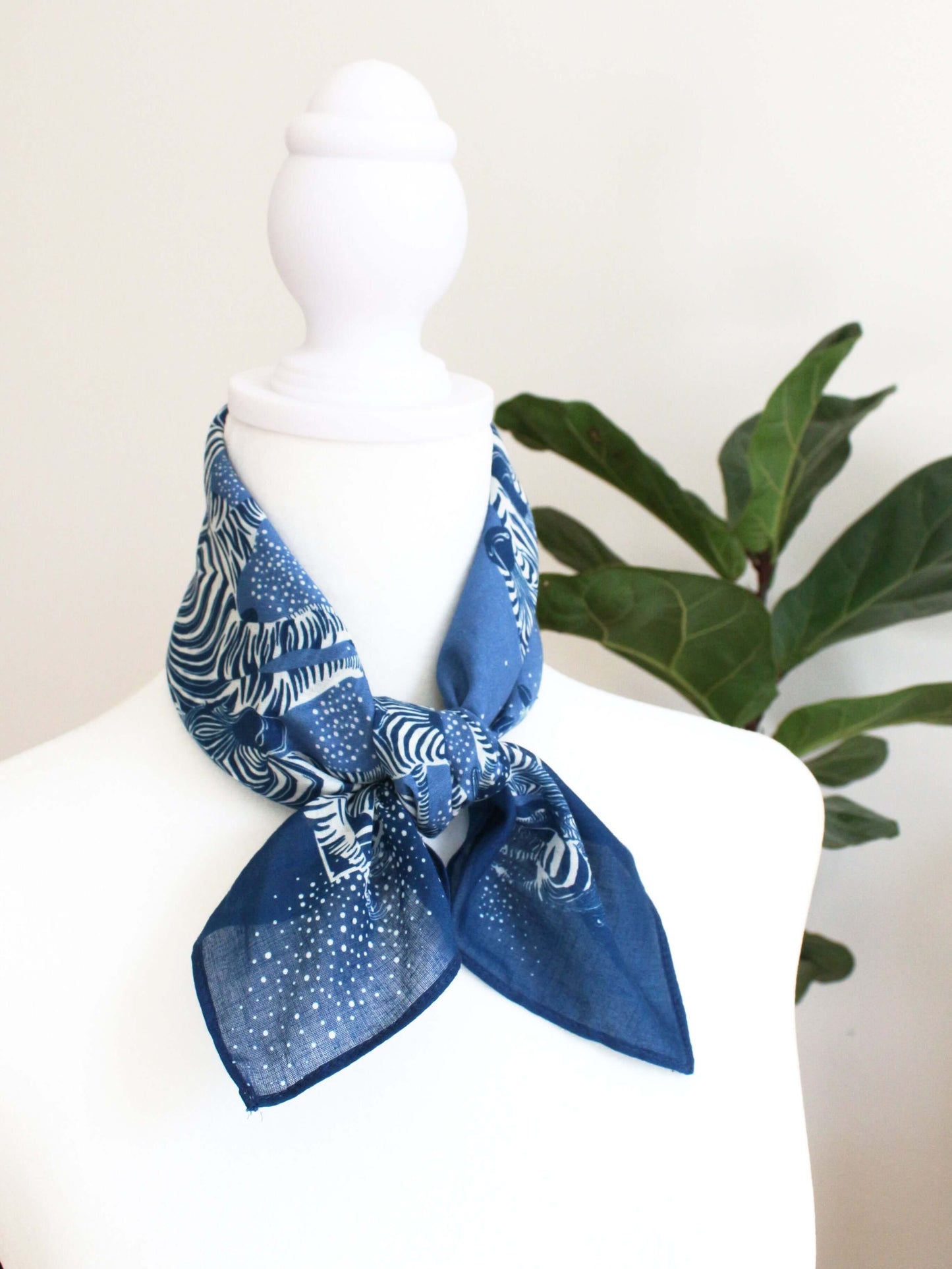 Zebra, "New Beginning" Bandana Scarf (Blue) Bandana Scarf