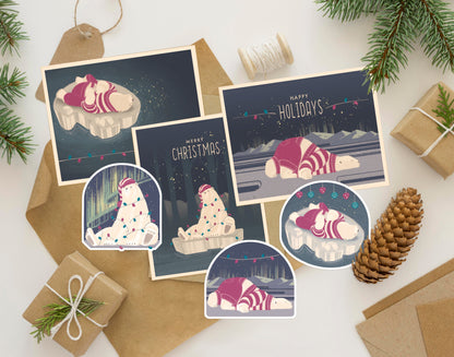 Polar Bear Sticker & Card Set [Holiday Edition]