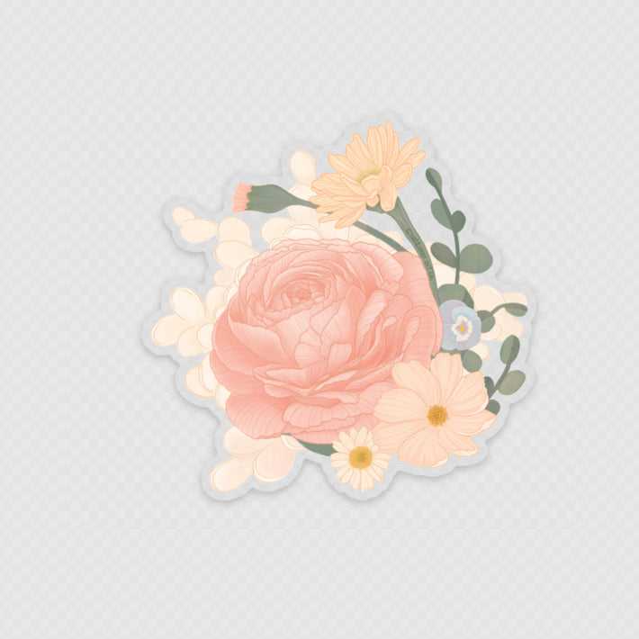 Fall Bouquet Sticker 02/ Flower Sticker /Retro Flower Sticker /Vintage Flower Sticker/ Set of 3 Flower Stickers/ Waterproof, Durable Sticker