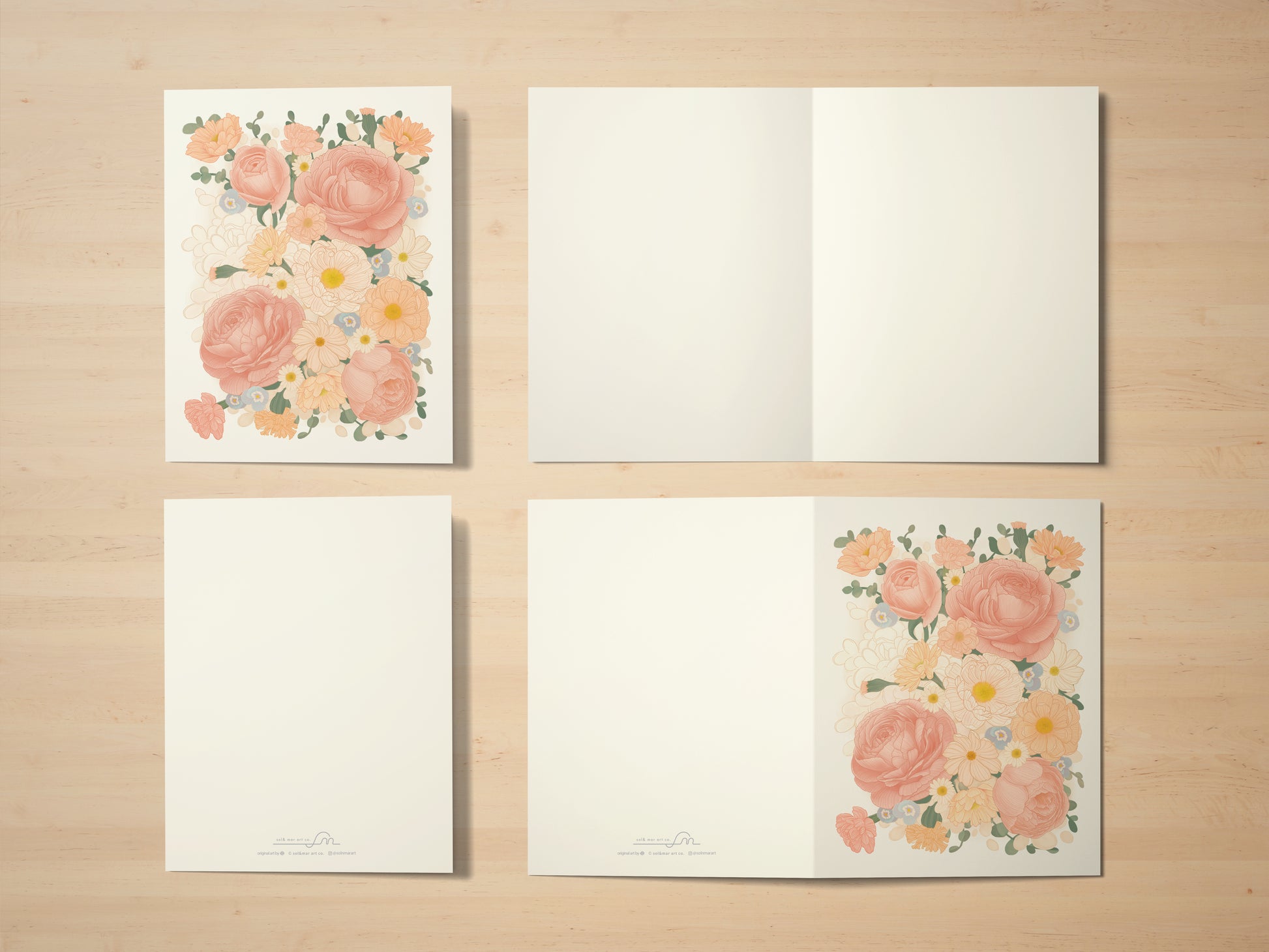 Fall Bouquet Greeting card/ Vintage flower card/ Flower Illustration/ Botanical Art/ Floral Art Print / A2 Size