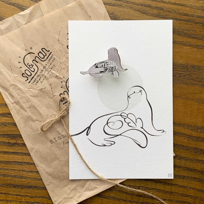 Sea Lion enamel pin + Postcard Set