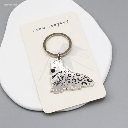 Snow Leopard Enamel Keychain